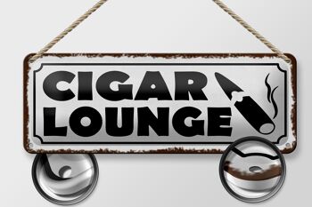 Panneau en étain disant 27x10cm, panneau blanc Cigar Lounge Cigar 2
