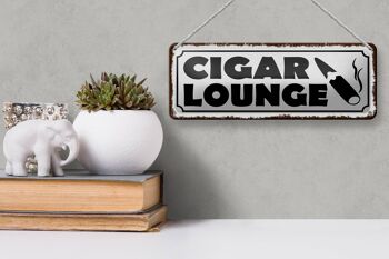 Panneau en étain disant 27x10cm, panneau blanc Cigar Lounge Cigar 3