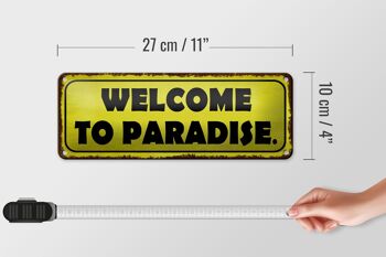 Panneau en étain disant 27x10cm, décoration Bienvenue au Paradis 4