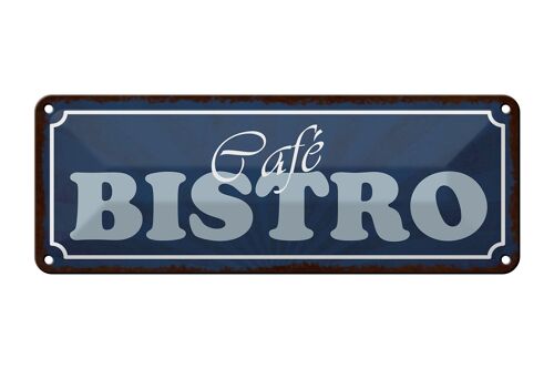 Blechschild Hinweis 27x10cm Cafe Bistro blaues Schild