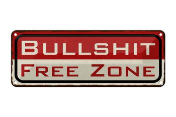 Panneau en étain 27x10cm, décoration de zone franche de Bullshit Free Zone 1