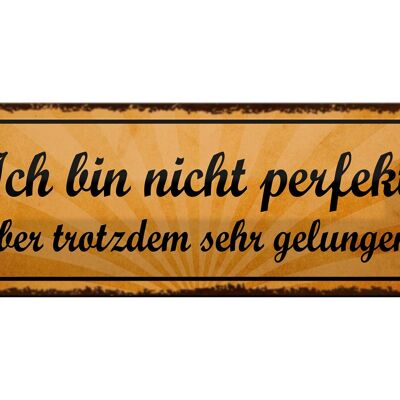 Blechschild Spruch 27x10cm ich bin nicht perfekt aber sehr Dekoration