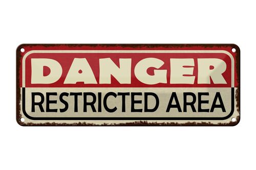 Blechschild Hinweis 27x10cm Danger restricted Area Dekoration