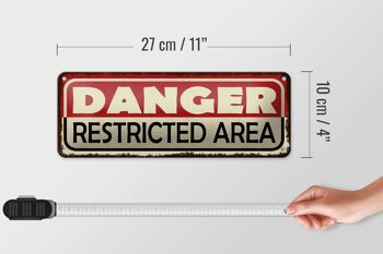 Panneau en étain 27x10cm, décoration de zone réglementée de Danger 4