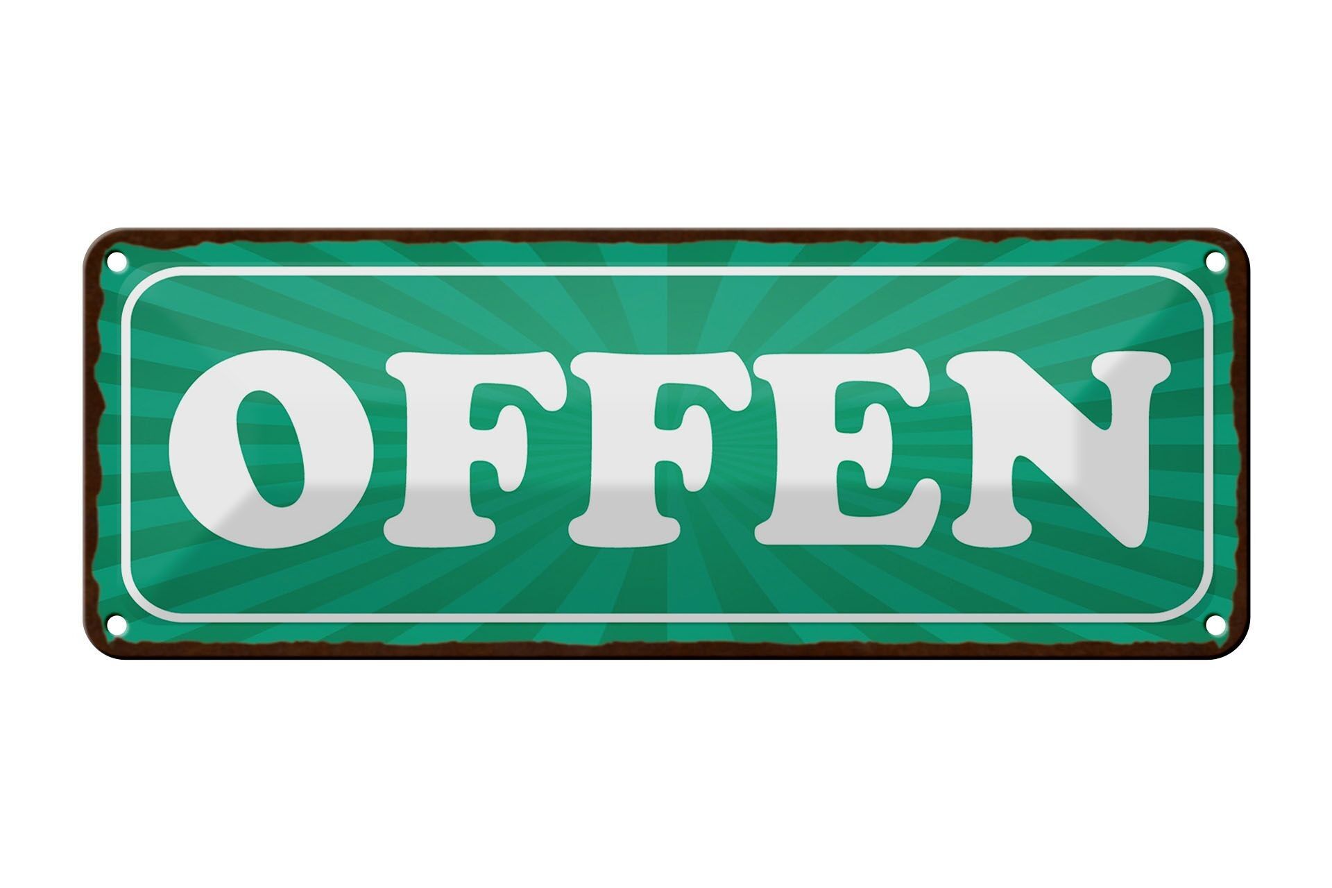 Avviso targa in metallo 27x10 cm cartello verde aperto