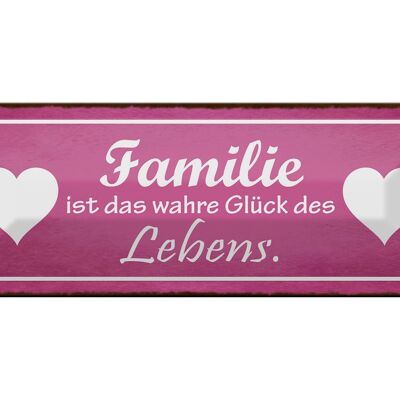 Blechschild Spruch 27x10cm Familie ist wahre Glück Herz Dekoration