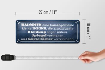 Panneau en étain indiquant 27x10cm, les calories sont des petits animaux, décoration 4