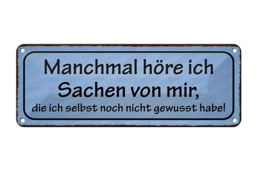 Blechschild Spruch 27x10cm manchmal höre ich Sachen von mir Dekoration