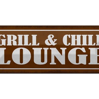 Cartel de chapa aviso 27x10cm parrilla chill lounge decoración de parrillada