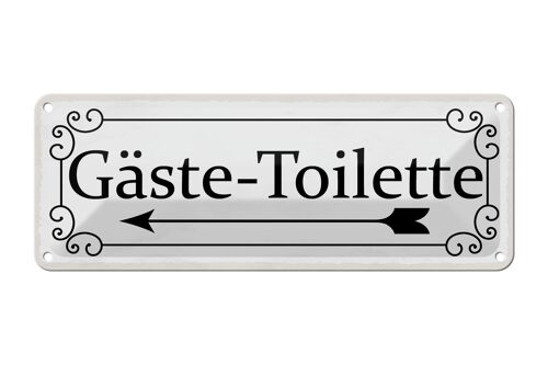 Blechschild Hinweis 27x10cm Gäste-Toilette links Dekoration