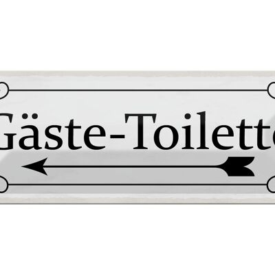 Blechschild Hinweis 27x10cm Gäste-Toilette links Dekoration