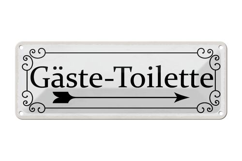 Blechschild Hinweis 27x10cm Gäste-Toilette rechts Dekoration