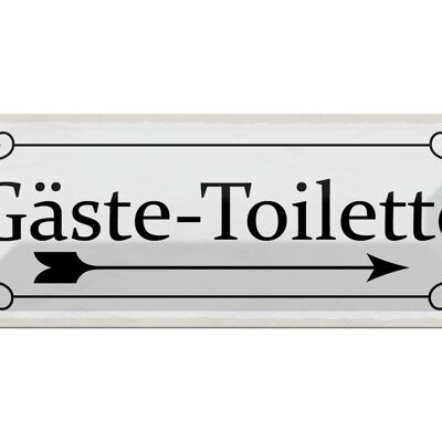 Blechschild Hinweis 27x10cm Gäste-Toilette rechts Dekoration