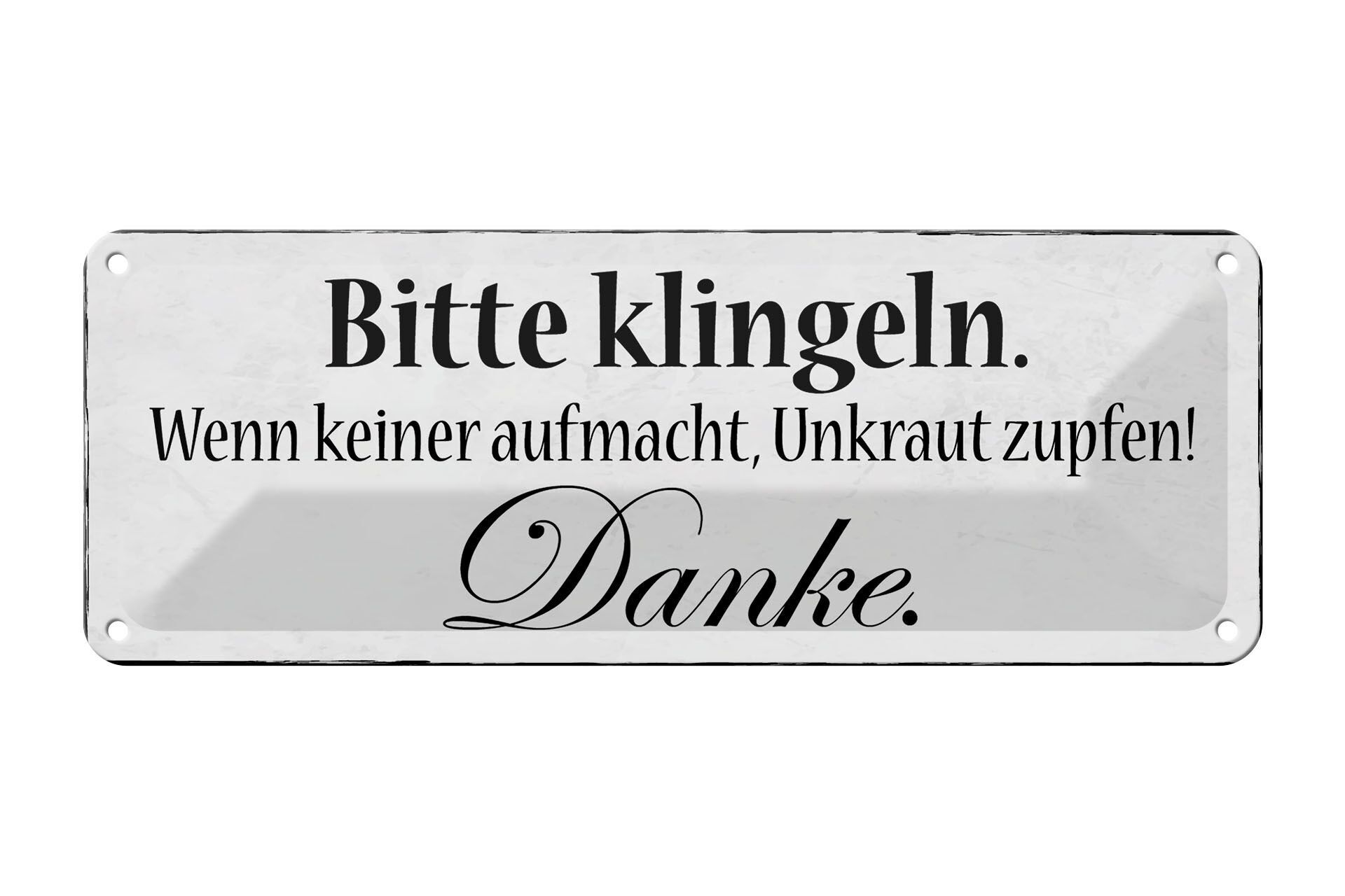 Cartel de chapa nota 27x10cm por favor toque el timbre para arrancar las malas hierbas