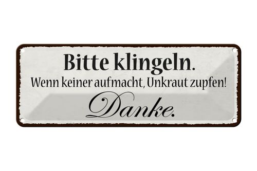 Blechschild Hinweis 27x10cm bitte klingeln keiner aufmacht Dekoration