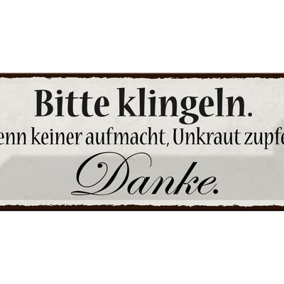 Blechschild Hinweis 27x10cm bitte klingeln keiner aufmacht Dekoration