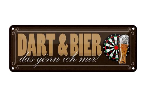 Blechschild Spruch 27x10cm Dart & Bier das gönn ich mir Dekoration