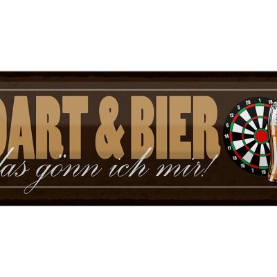 Plaque en tôle disant 27x10cm Dart & Beer c'est ce que je m'offre en décoration