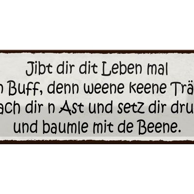 Blechschild Spruch 27x10cm jibt dir dit leben mal nen buff Dekoration