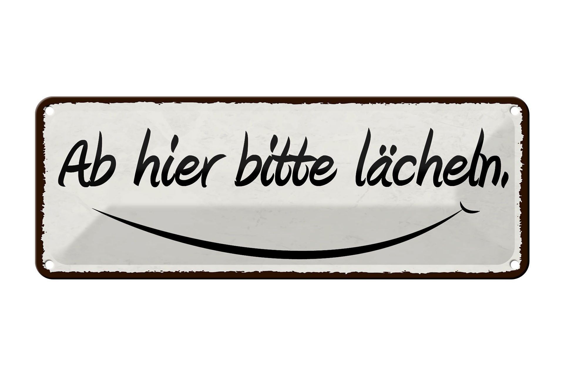 Targa in metallo gioia 27x10 cm da qui decorazione please smile