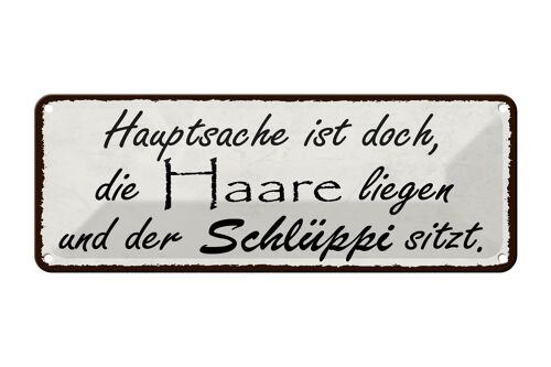 Blechschild Spruch 27x10cm Hauptsache doch die Haare liegen Dekoration