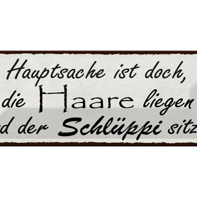 Blechschild Spruch 27x10cm Hauptsache doch die Haare liegen Dekoration