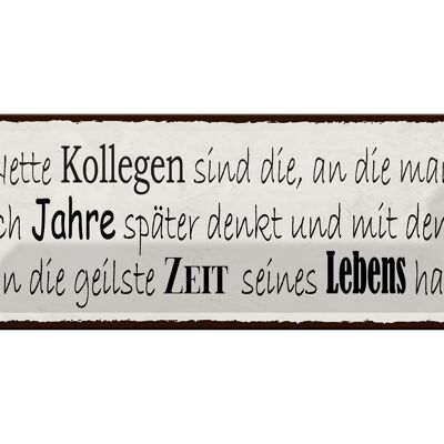 Blechschild Spruch 27x10cm nette Kollegen sind die an die Dekoration