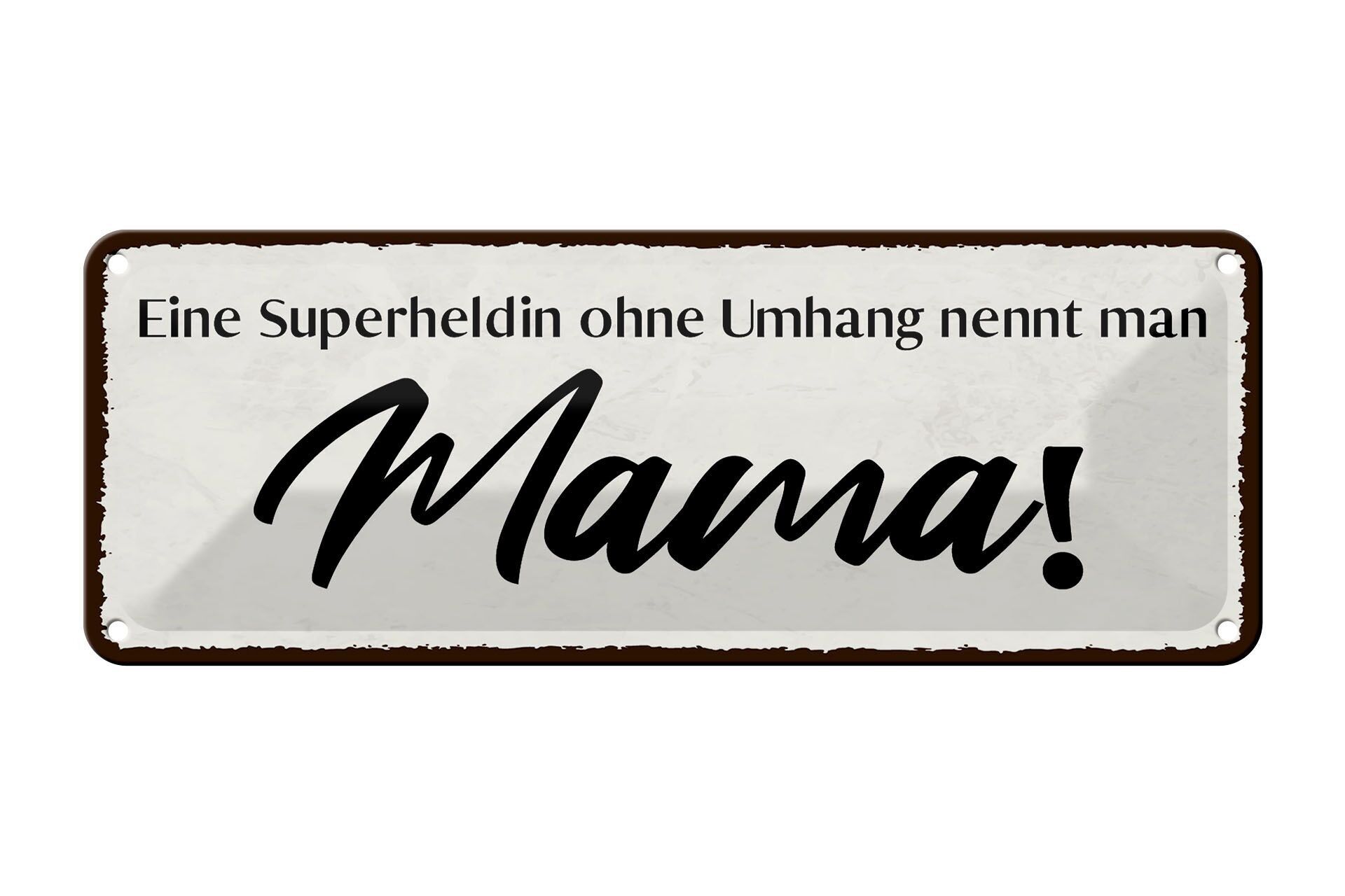 Targa in metallo con scritta mamma supereroina 27x10 cm senza decorazione del mantello