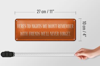 Panneau en étain indiquant 27x10cm "Les nuits dont nous ne nous souviendrons pas" avec décoration 4