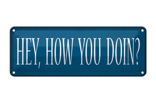 Blechschild Spruch 27x10cm hey how you doin Dekoration