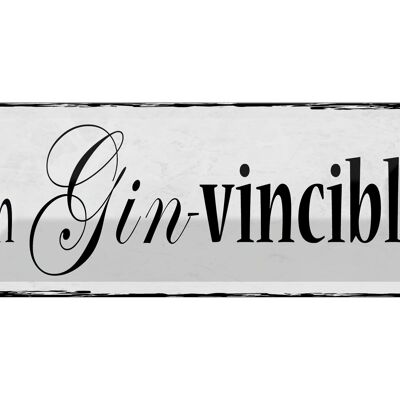 Cartel de chapa que dice 27x10cm soy Gin-vincible decoración