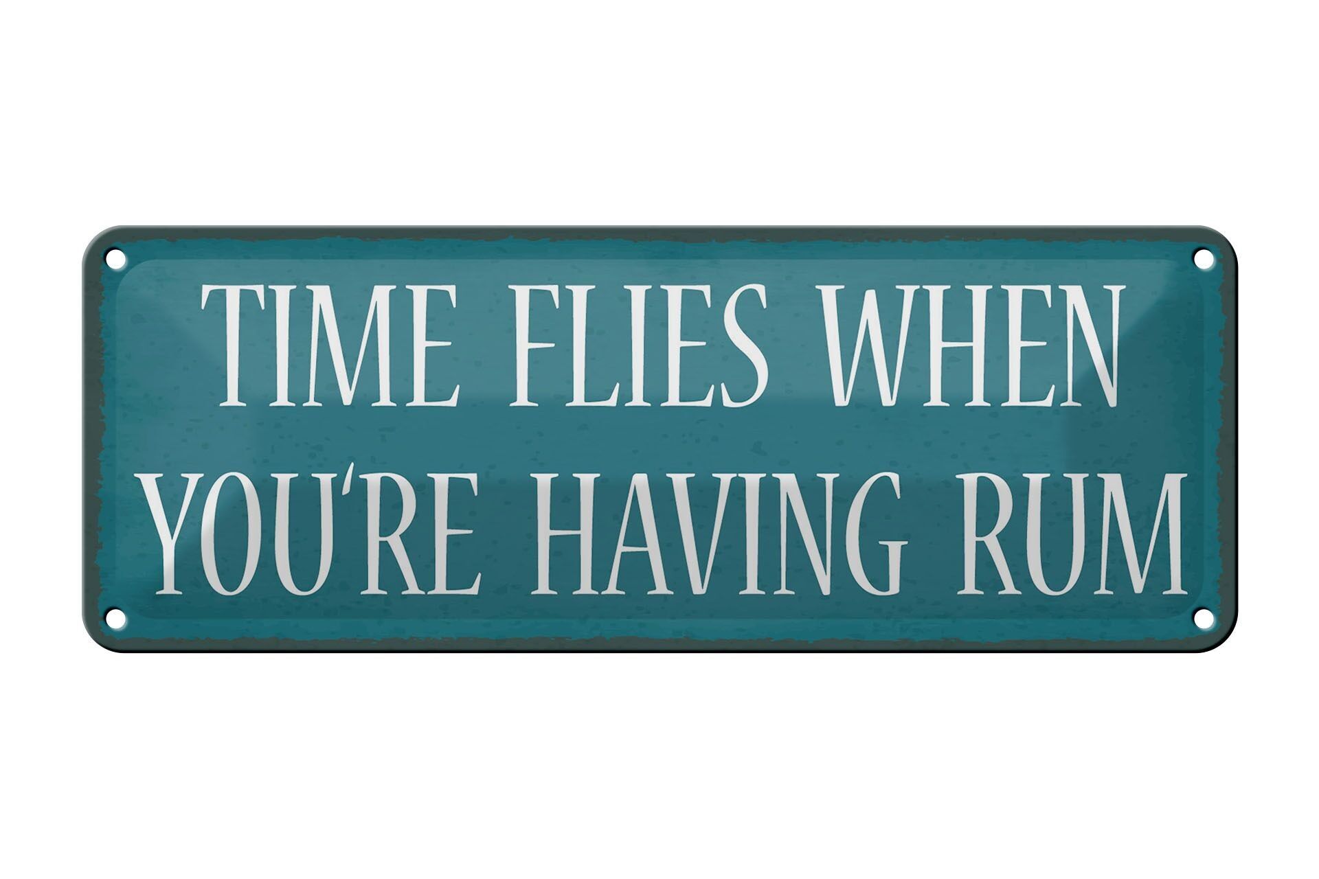 Targa in metallo con scritta 27x10 cm il tempo vola quando hai una decorazione al rum