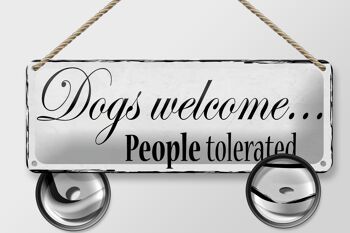 Signe en étain note 27x10cm chiens bienvenus personnes tolérées décoration 2