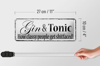 Panneau en étain disant 27x10cm Gin & Tonic, comment les gens sont élégants 4