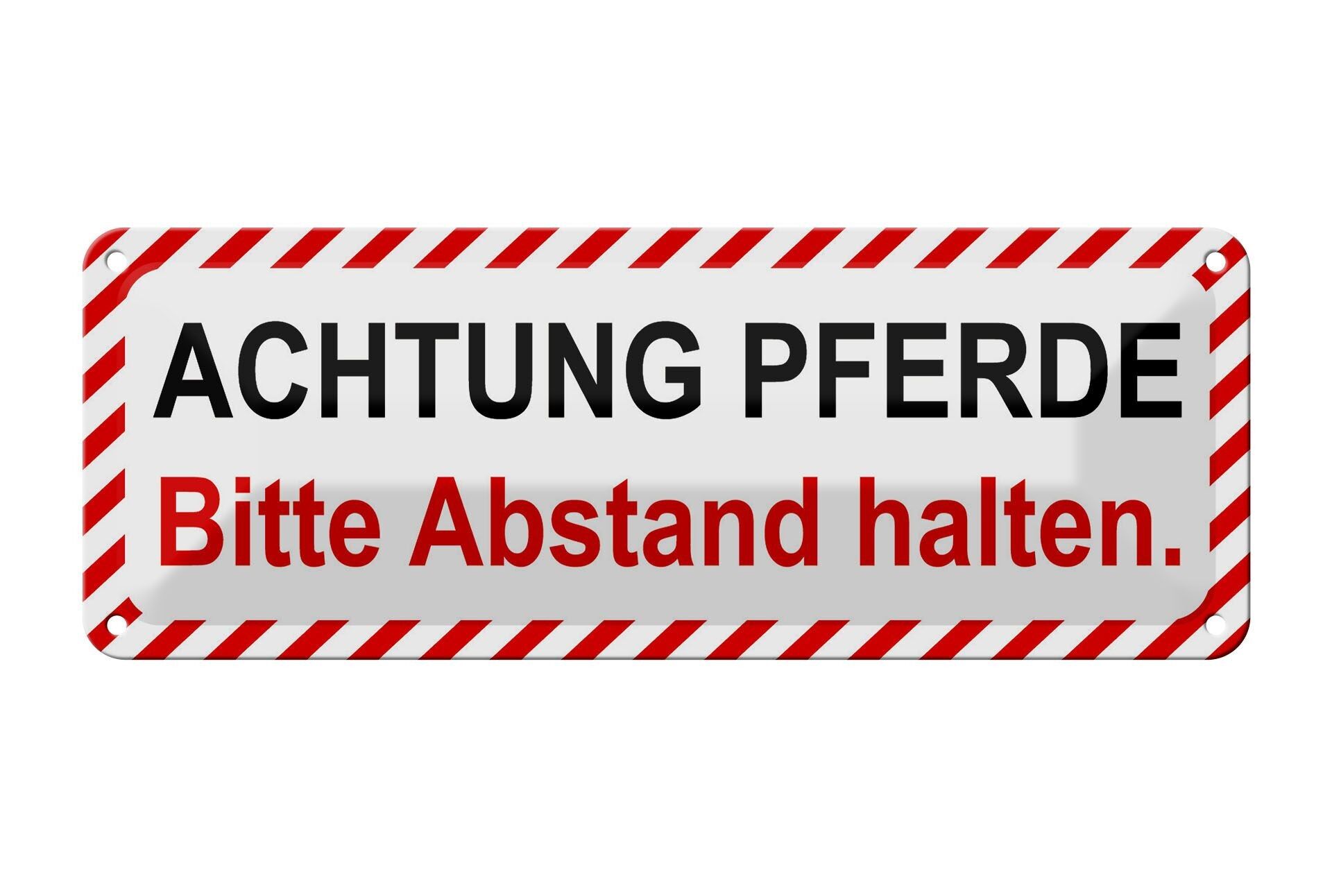 Targa in metallo nota 27x10 cm Attenzione cavalli, mantenete la decorazione a distanza