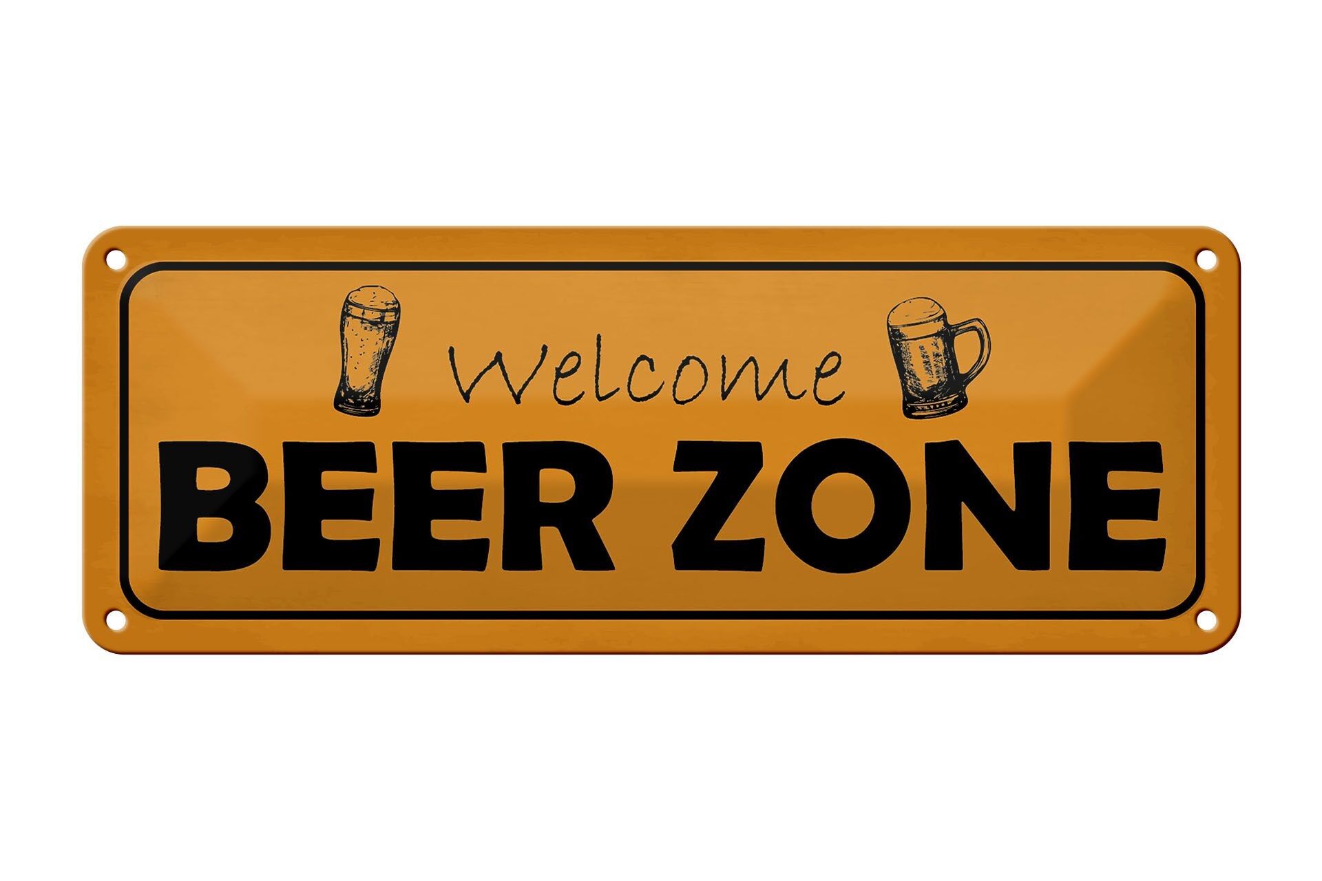 Cartel de chapa que dice 27x10cm bienvenida decoración Beer Zone