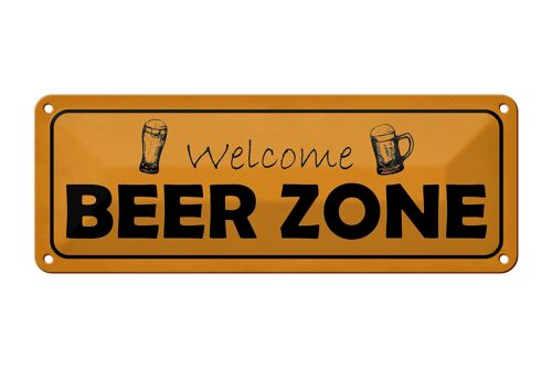 Blechschild Spruch 27x10cm welcome Beer Zone Dekoration