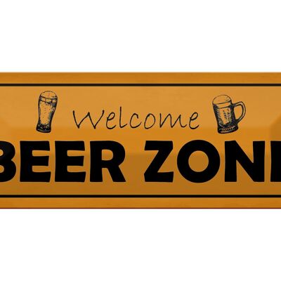 Targa in metallo con scritta "Welcome Beer Zone" 27x10 cm