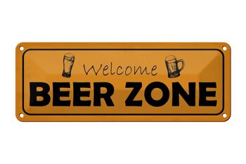 Panneau en étain disant 27x10cm, décoration de bienvenue Beer Zone 1