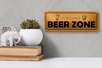 Panneau en étain disant 27x10cm, décoration de bienvenue Beer Zone 3