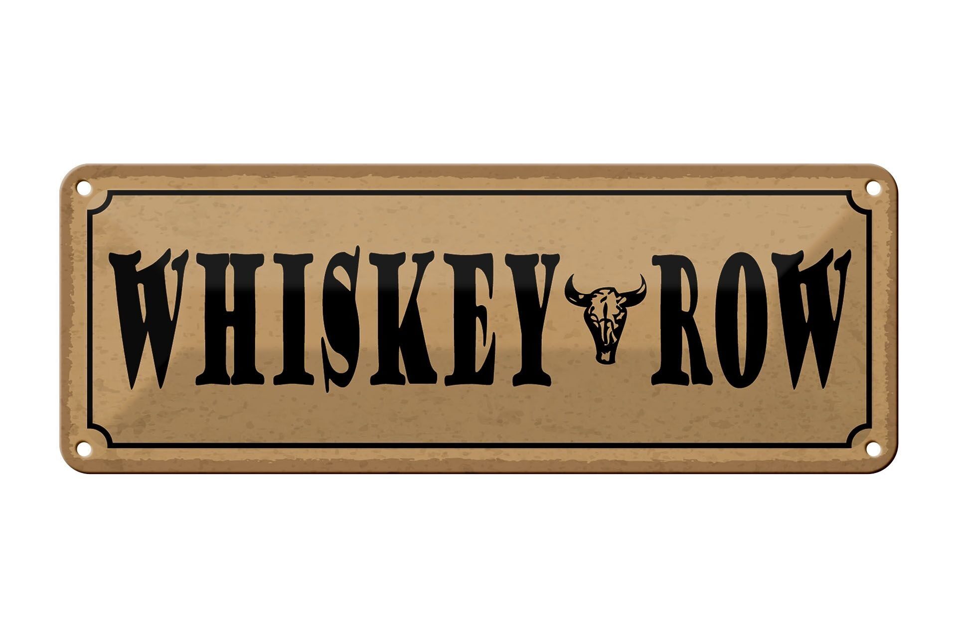 Targa in latta con scritta 27x10 cm decorazione Whiskey Row