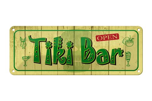Blechschild Spruch 27x10cm Tiki Bar open Dekoration