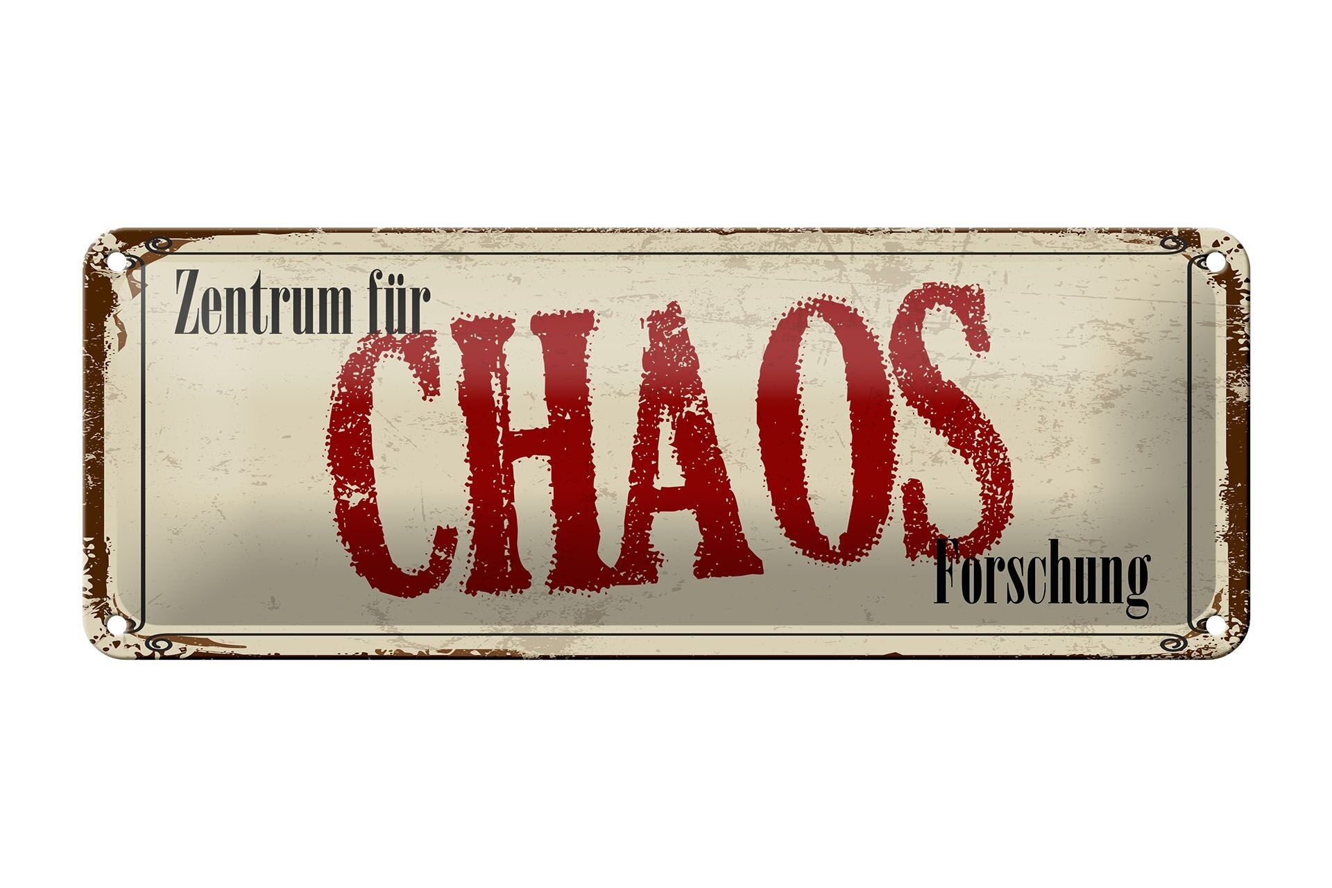 Cartel de chapa que dice 27x10cm Centro para la Investigación del CAOS