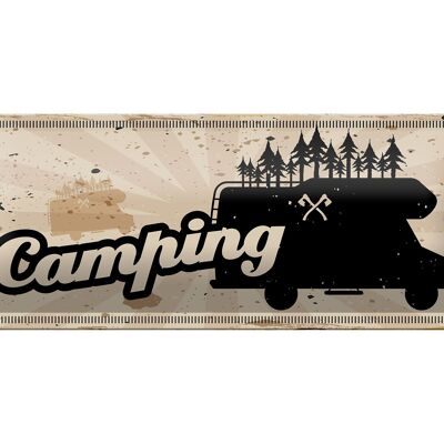 Panneau en étain rétro 27x10cm, Camping-car Vintage