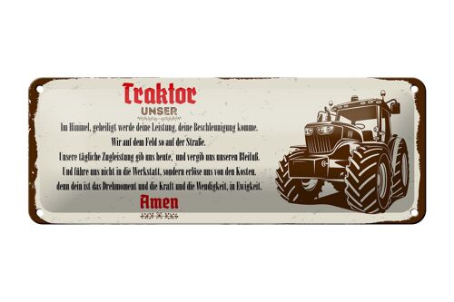 Blechschild Spruch 27x10cm Traktor unser Amen Dekoration