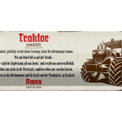 Blechschild Spruch 27x10cm Traktor unser Amen Dekoration