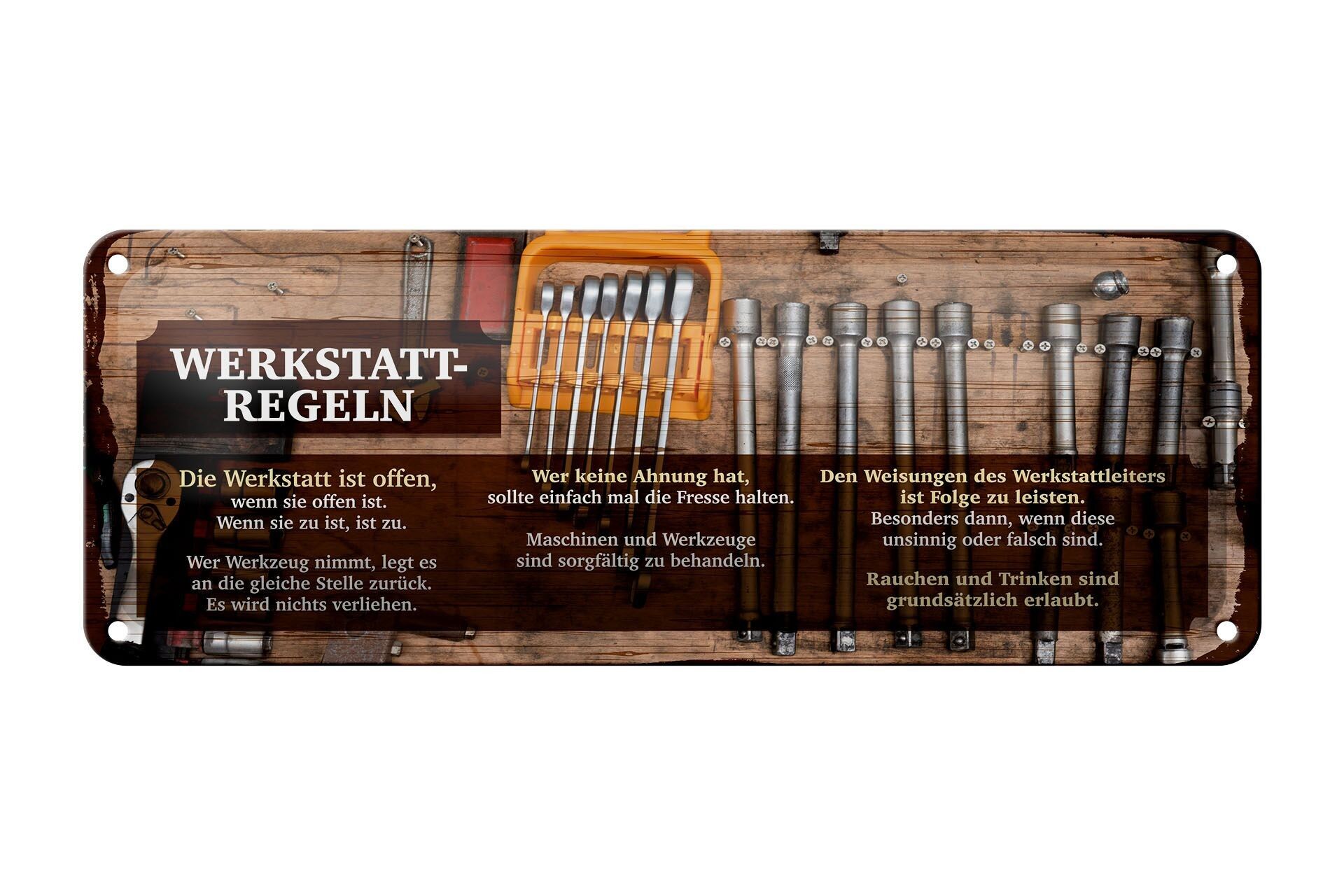 Targa in latta 27x10 cm con scritta "Regole del laboratorio" È consentito fumare