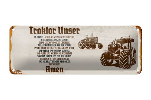 Blechschild Spruch 27x10cm Traktor unser Amen