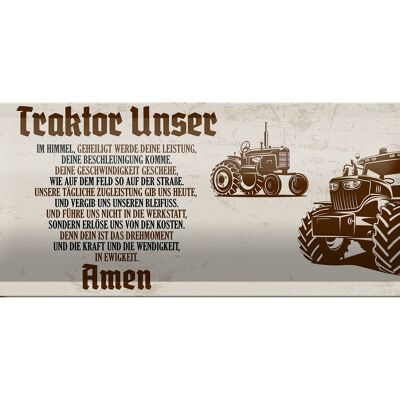 Blechschild Spruch 27x10cm Traktor unser Amen