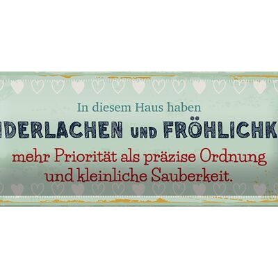 Cartel de chapa con texto 27x10 cm decoración risa y felicidad infantil